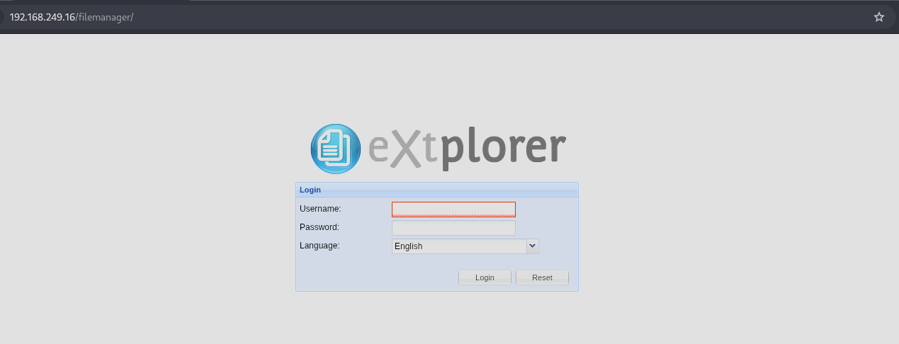 eXtplorer login page