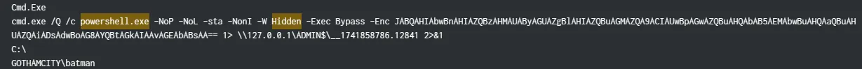 powershell.exe hidden ComputerName=&ldquo;DESKTOP-BATMAN.Gotham.City&rdquo; | sort +_time