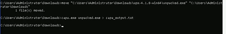 using Capa on unpacked.exe