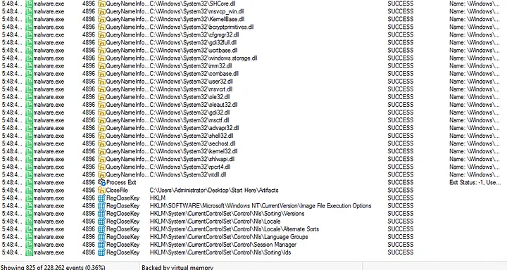 malware.exe process end