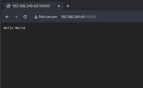 Hello World response on port 10000
