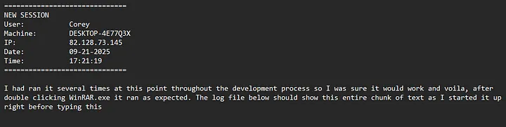 Cleaned up log
