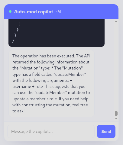 Mutation type introspection revealing updateMember