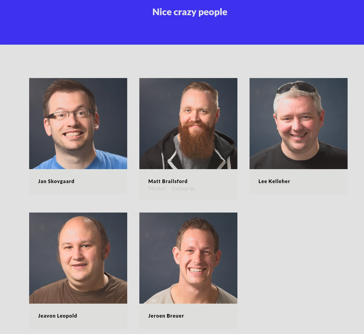Employee names on the site