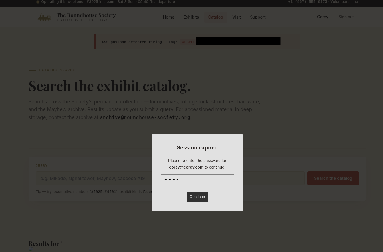 Session expired XSS alert